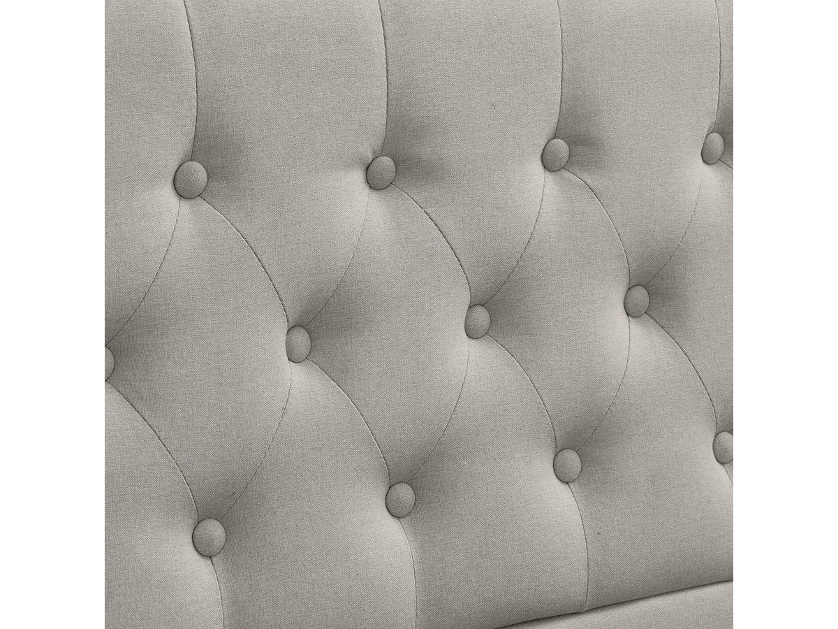 Lit Coffre 140x190 Tissu Lin Gris Capitonné — vue 9