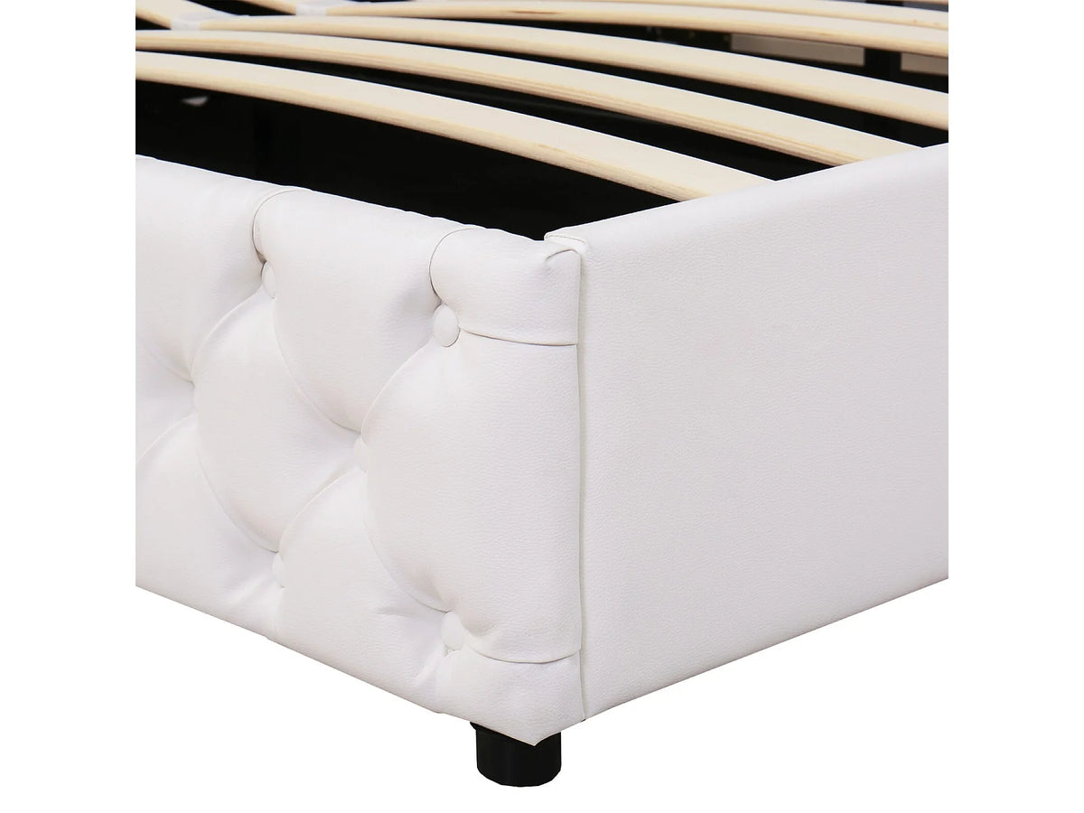 Lit Coffre 180x200 Simili Cuir Blanc avec LED — vue 8
