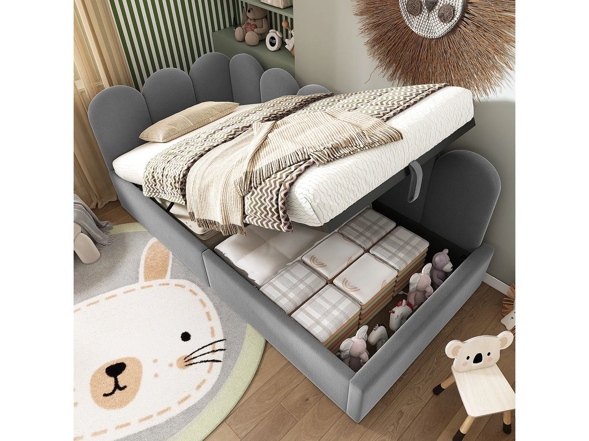 Lit Coffre 90x190 Velours Gris
