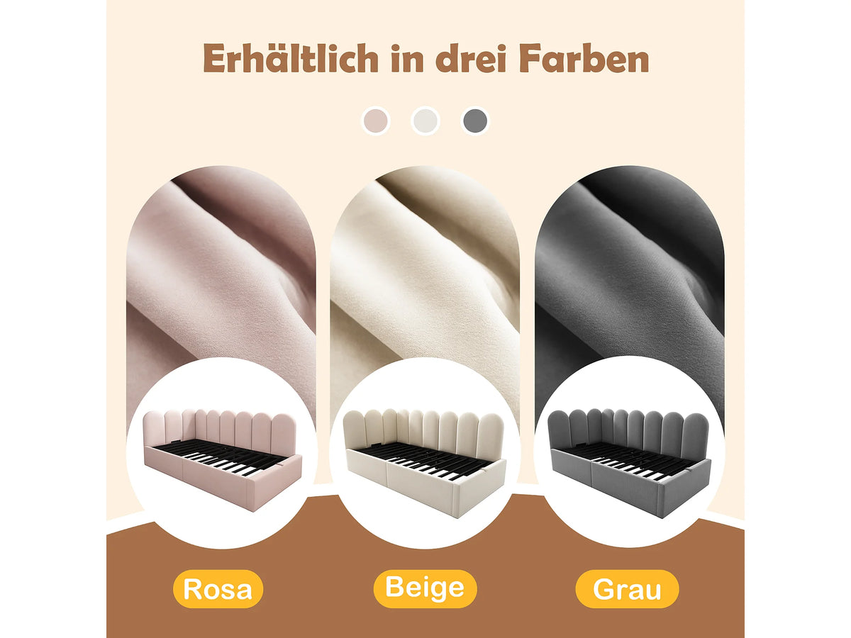 Lit Coffre 90x190 Velours Gris — vue 9