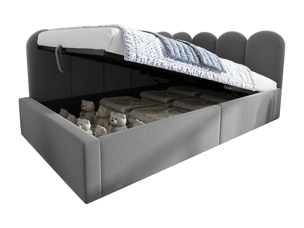 Lit Coffre 90x190 Velours Gris — vue 5