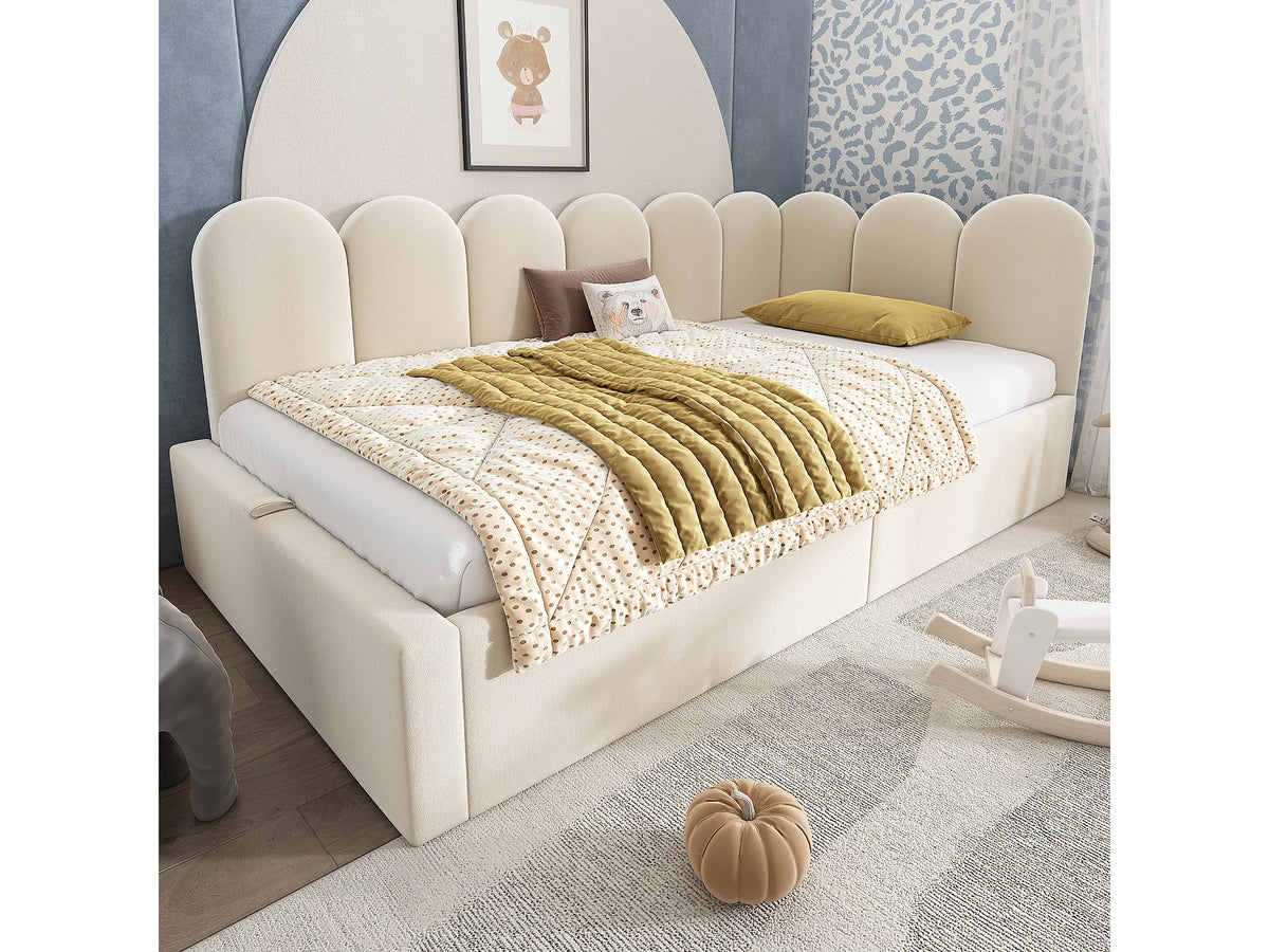 Lit Coffre 90x190 Velours Beige — vue 2