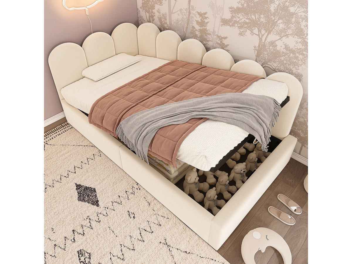 Lit Coffre 90x190 Velours Beige — vue 3