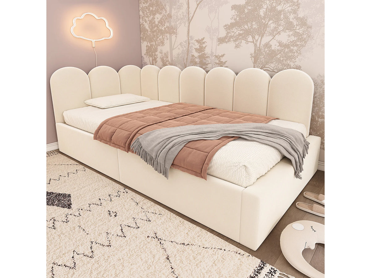 Lit Coffre 90x190 Velours Beige — vue 5