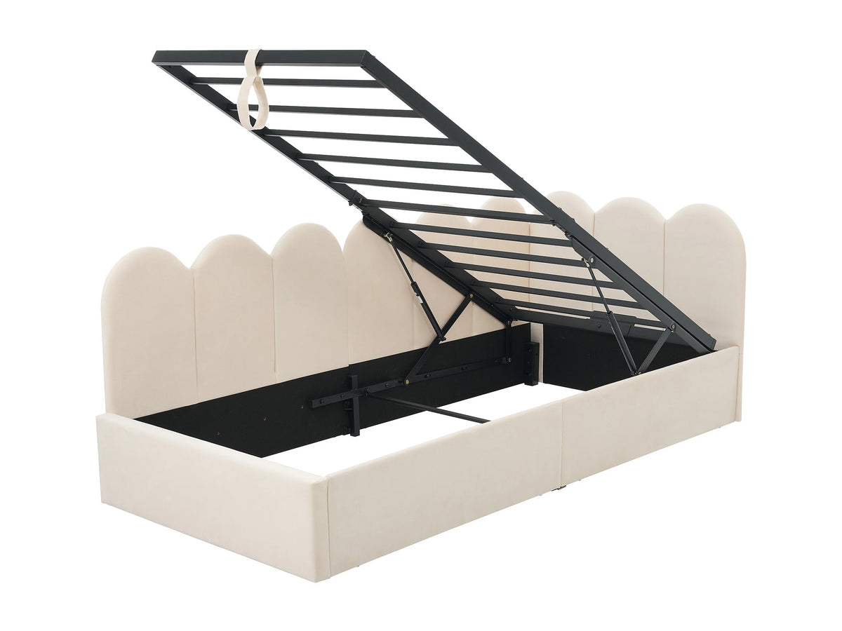 Lit Coffre 90x190 Velours Beige — vue 6