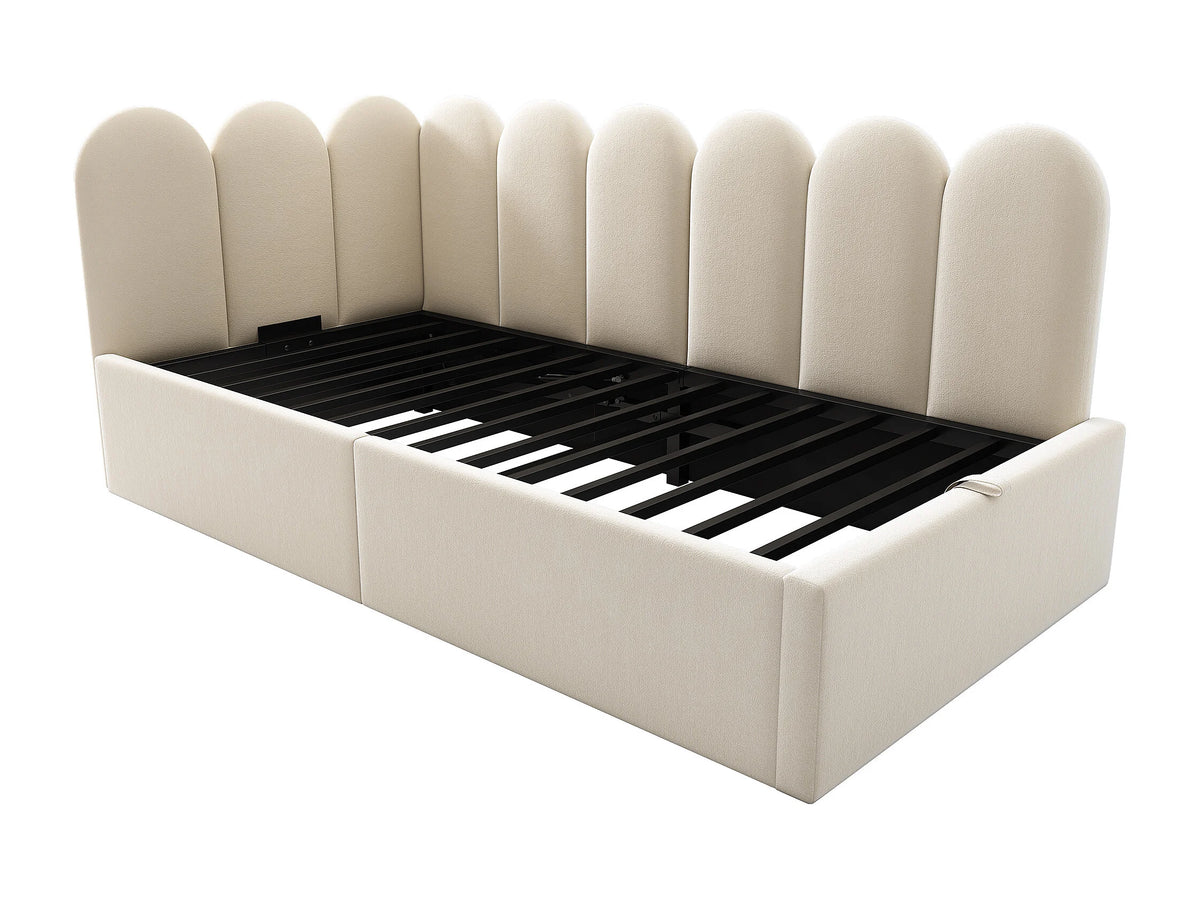 Lit Coffre 90x190 Velours Beige — vue 7