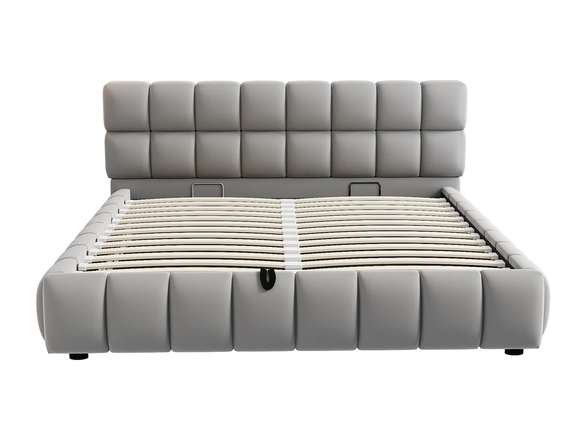 Lit Coffre 140x200 Velours Gris — vue 6