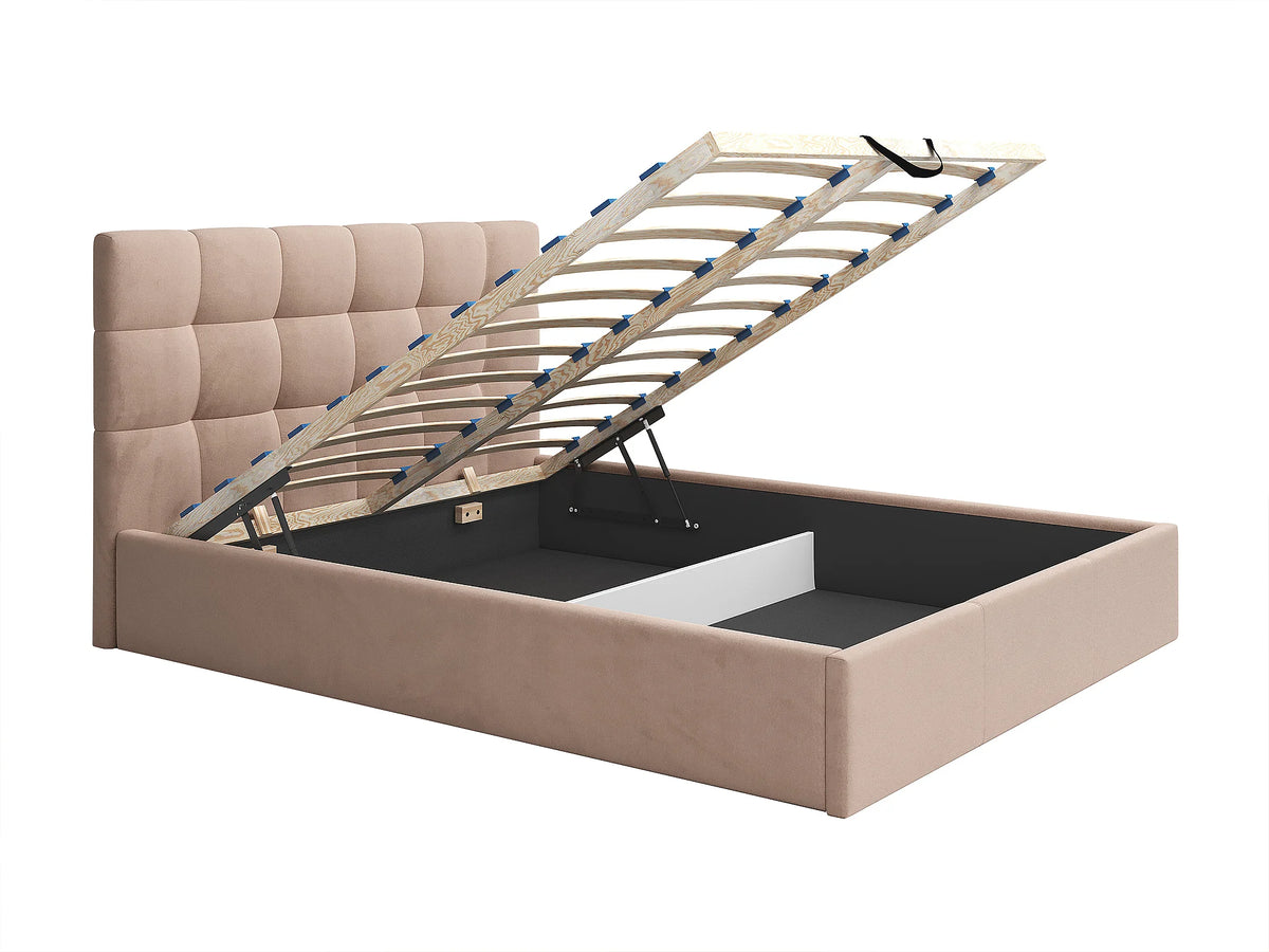 Lit Coffre 200x200 Velours Beige - MIRDAL — vue 6