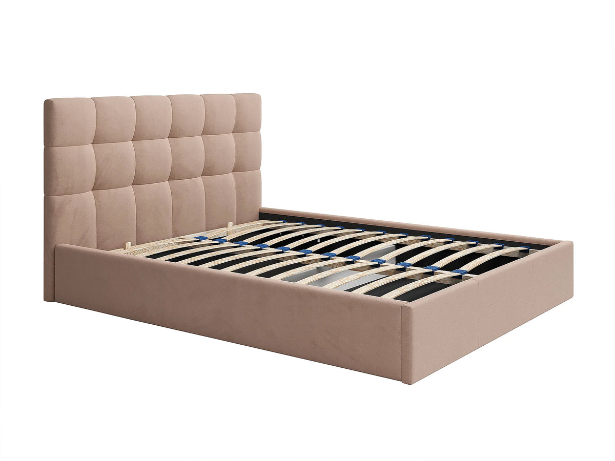 Lit Coffre 200x200 Velours Beige - MIRDAL — vue 4