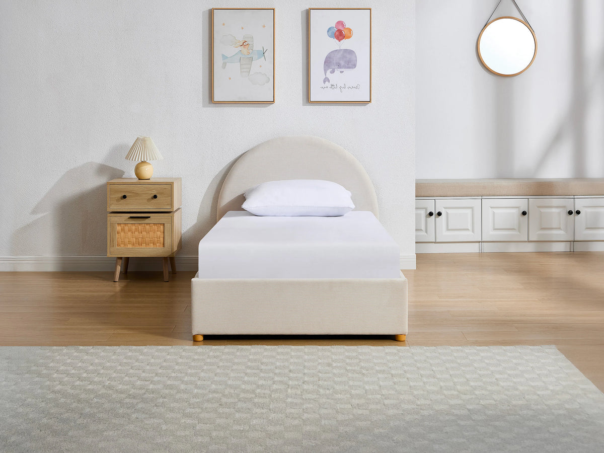 Lit Coffre 90x190 Velours Côtelé Beige - LIRIMO — vue 2