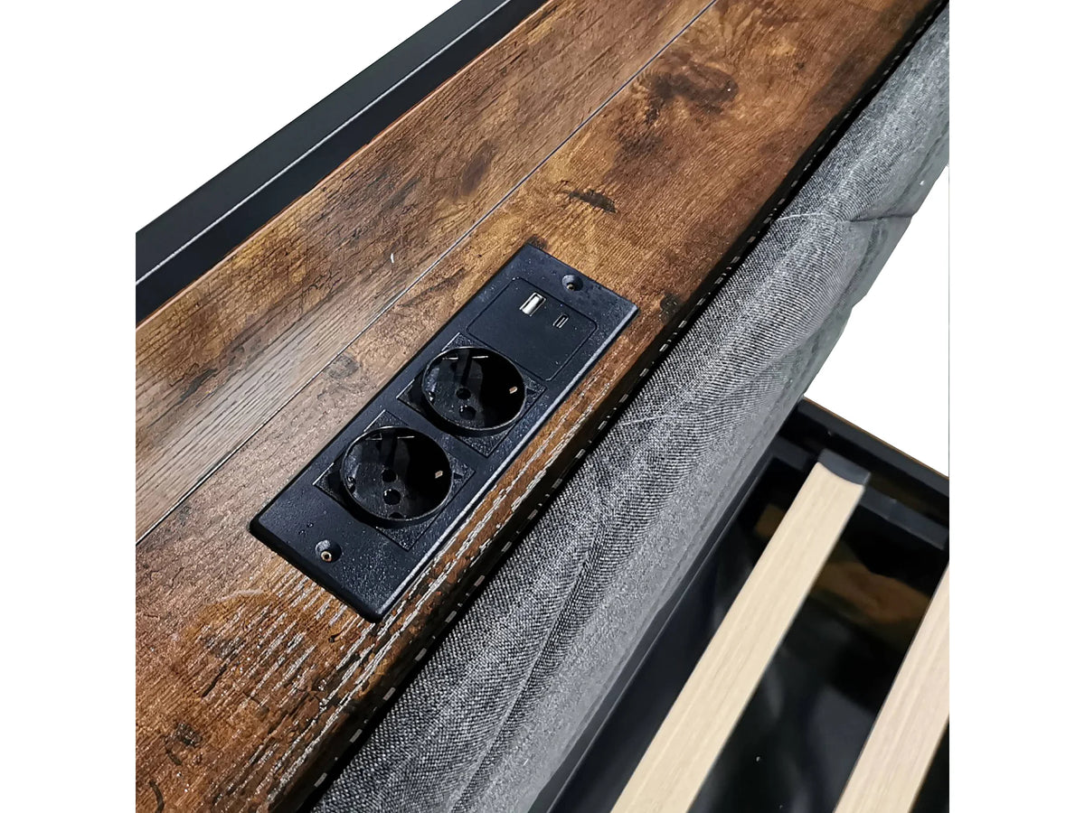 Lit Coffre 90x190 Bois Naturel clair avec LED et Port USB — vue 9