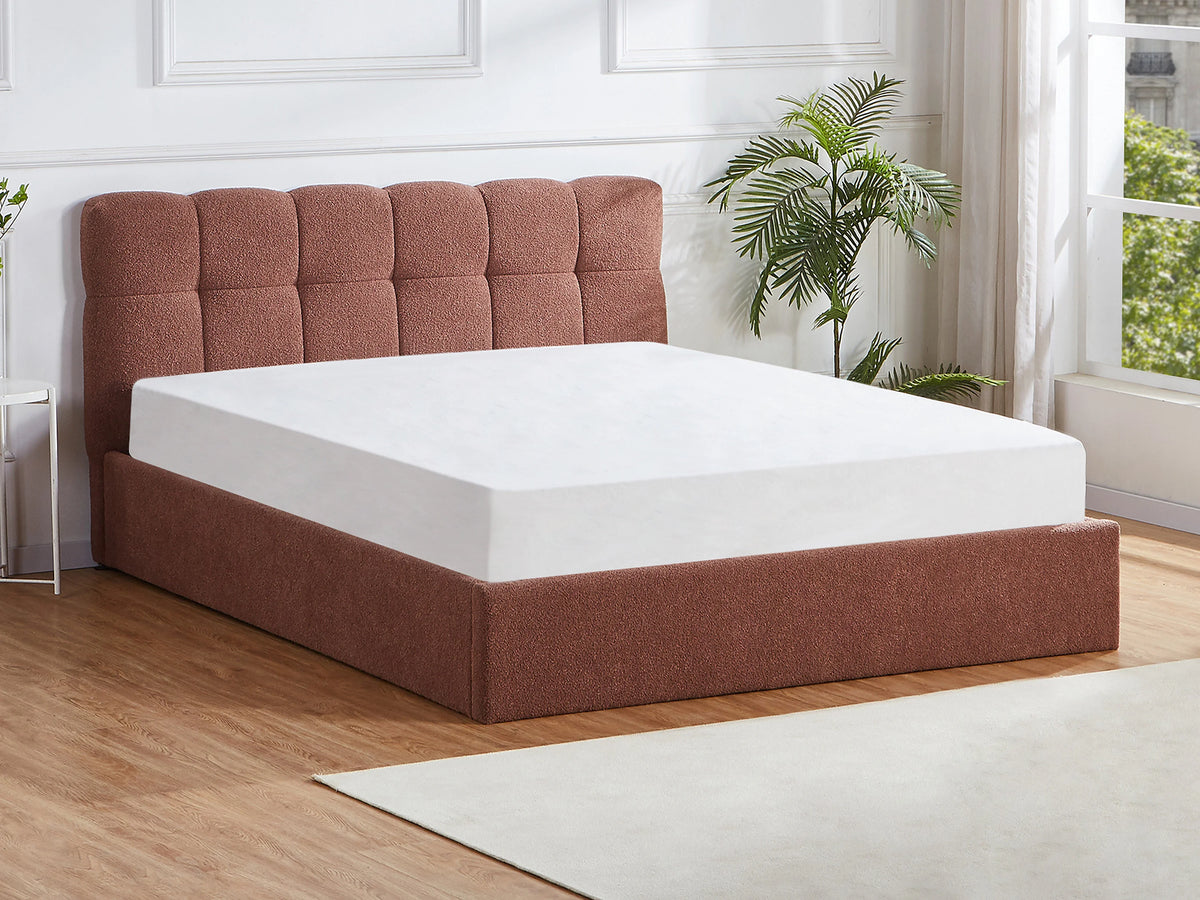 Lit Coffre 160x200 Tissu Bouclette Terracotta - MAZIRI — vue 13