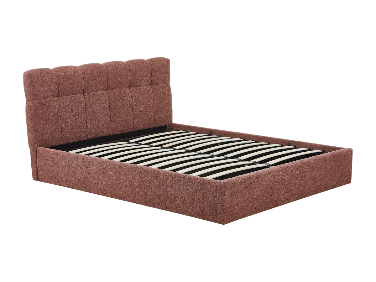 Lit Coffre 160x200 Tissu Bouclette Terracotta - MAZIRI — vue 4
