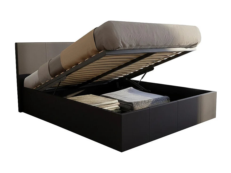 Lit Coffre 140x190 Vinyle Noir — vue 3