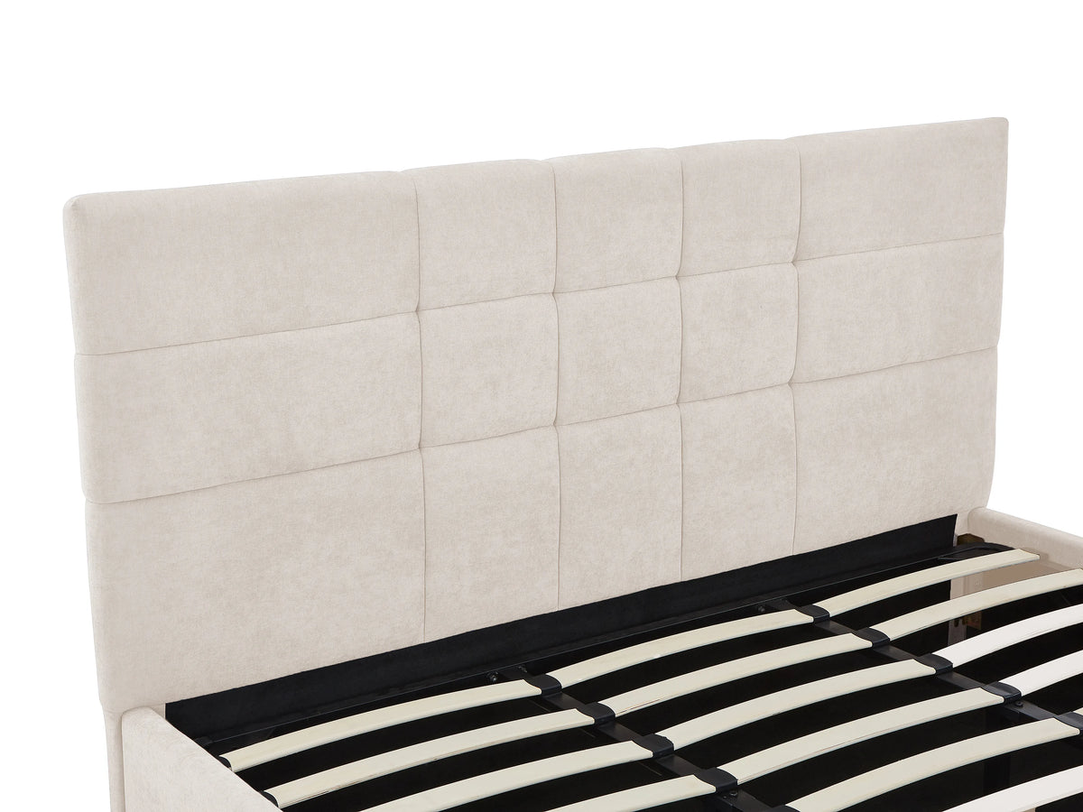 Lit Coffre 180x200 Tissu Beige Capitonné - HOPEYA — vue 8