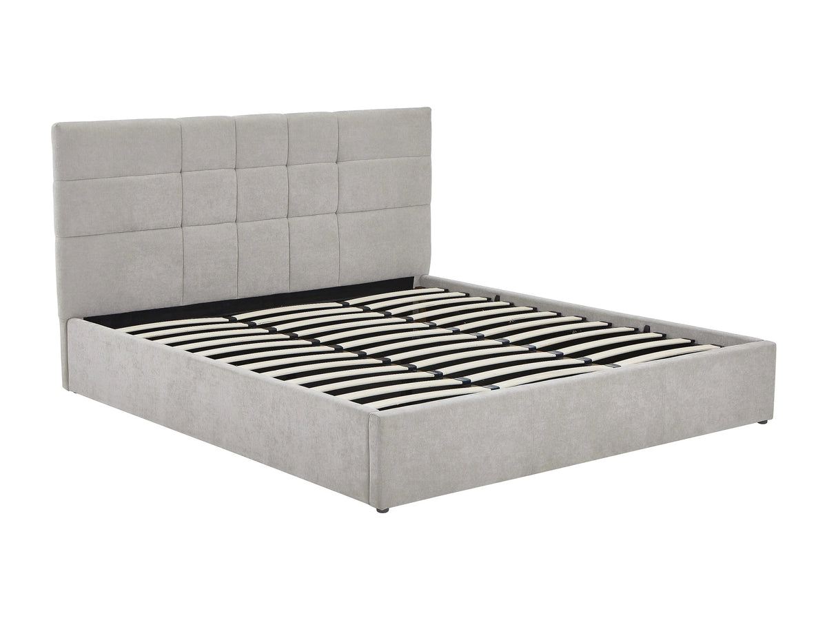 Lit Coffre 180x200 Tissu Gris clair Capitonné - HOPEYA — vue 5