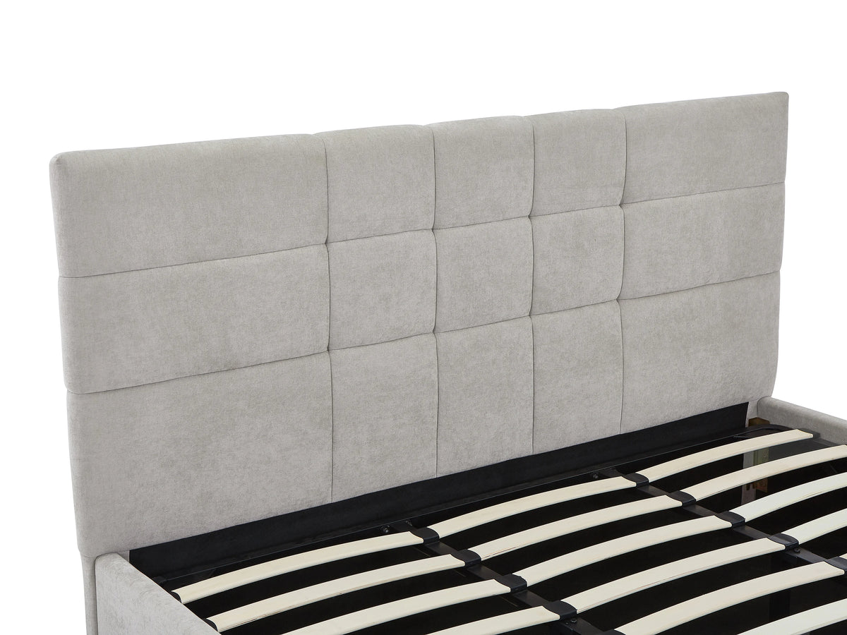Lit Coffre 180x200 Tissu Gris clair Capitonné - HOPEYA — vue 9