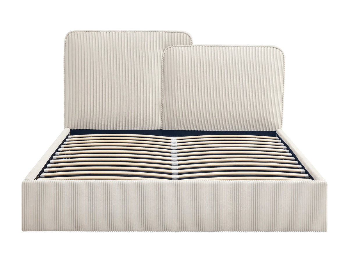 Lit Coffre 180x200 Velours Côtelé Beige - NAYOLA — vue 4