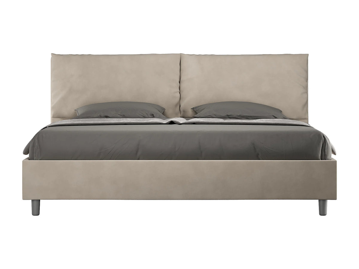 Lit Coffre 200x200 Microfibre Beige Capitonné — vue 3