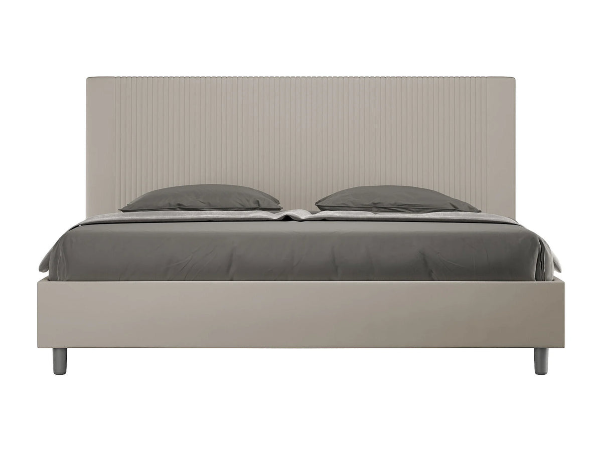 Lit Coffre 200x200 Simili Cuir Beige Capitonné — vue 5