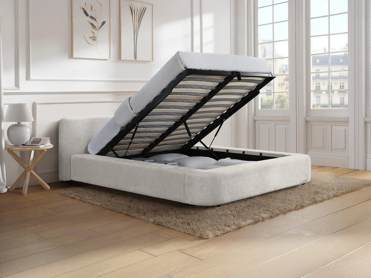 Lit Coffre 140x190 Tissu Beige — vue 2