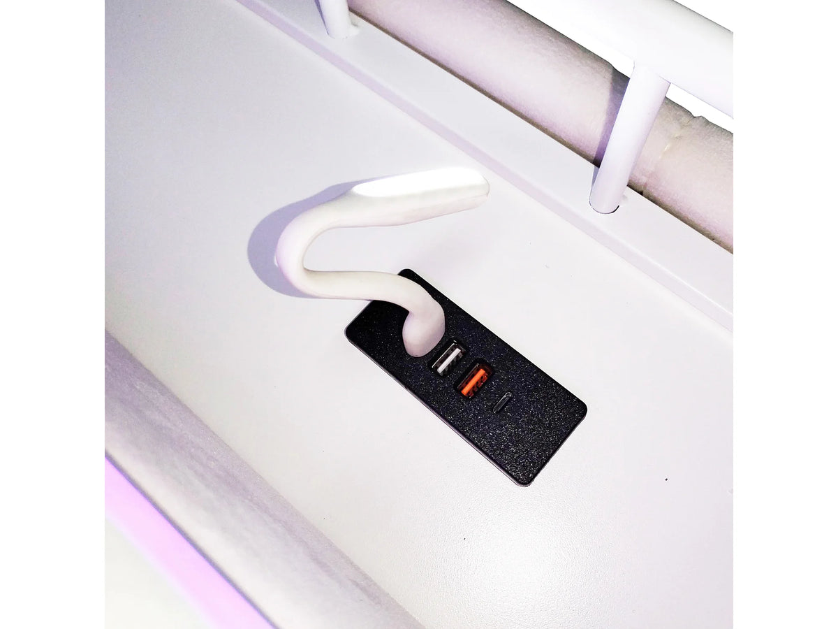 Lit Coffre 90x200 Velours Beige Capitonné avec LED et Port USB — vue 9