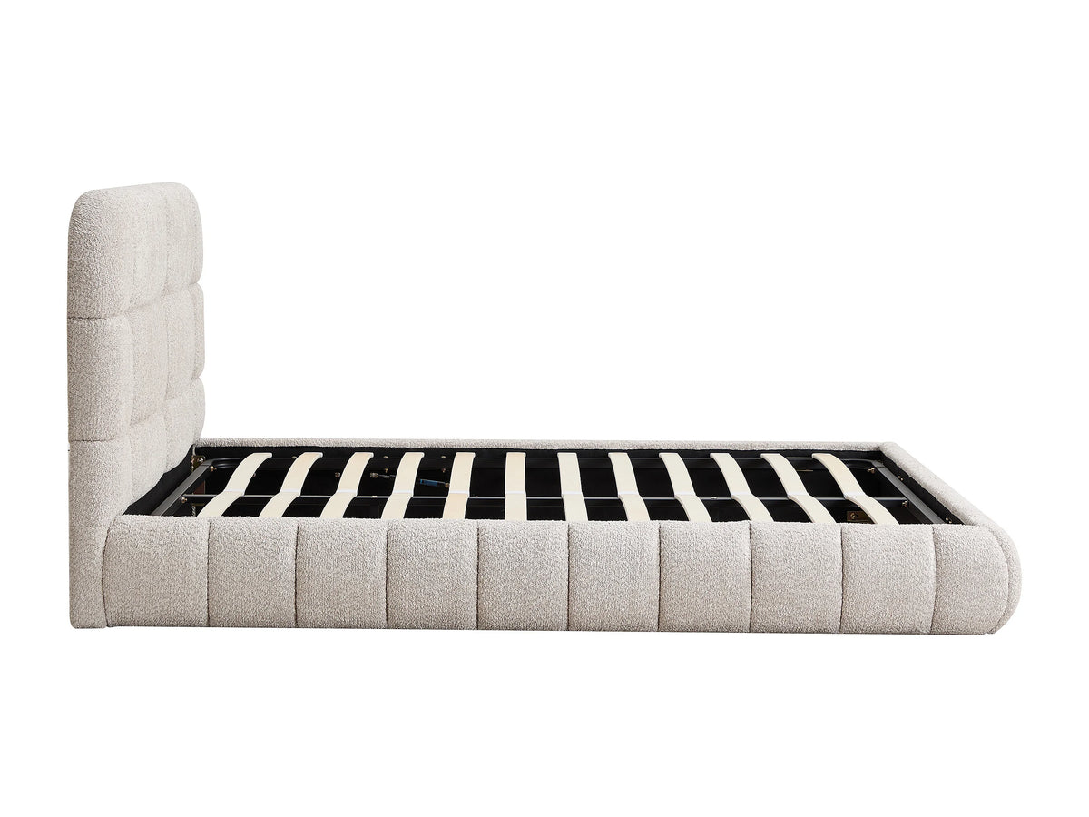 Lit Coffre 160x200 Tissu Bouclette Beige - FORIOSY — vue 5