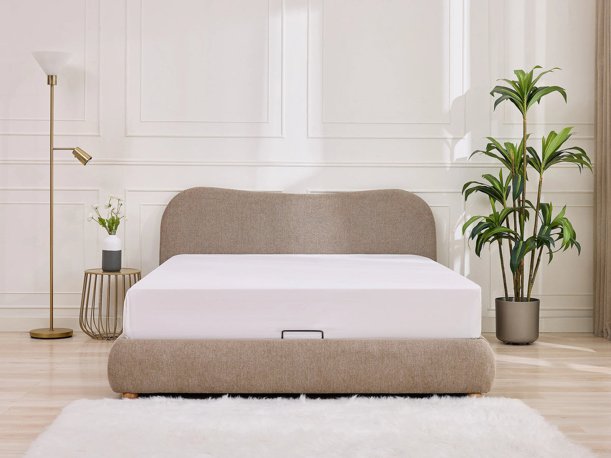 Lit Coffre 180x200 Tissu Taupe - VANARI — vue 2