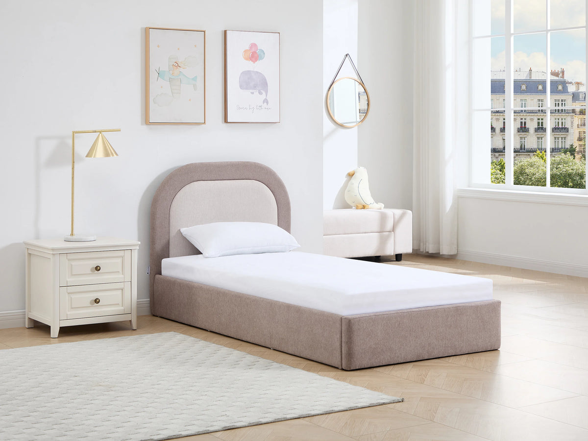 Lit Coffre 90x190 Tissu Beige - IDONO — vue 8