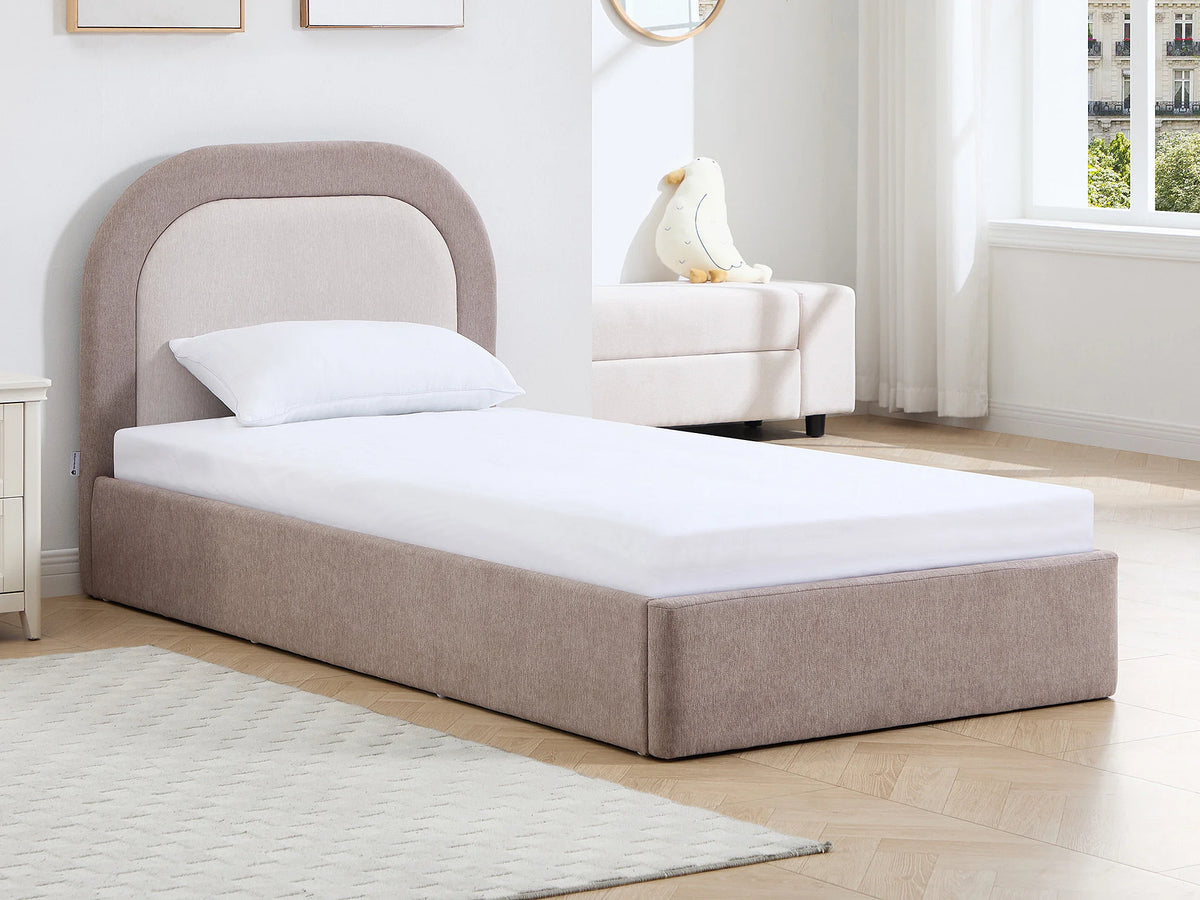 Lit Coffre 90x190 Tissu Beige - IDONO — vue 9