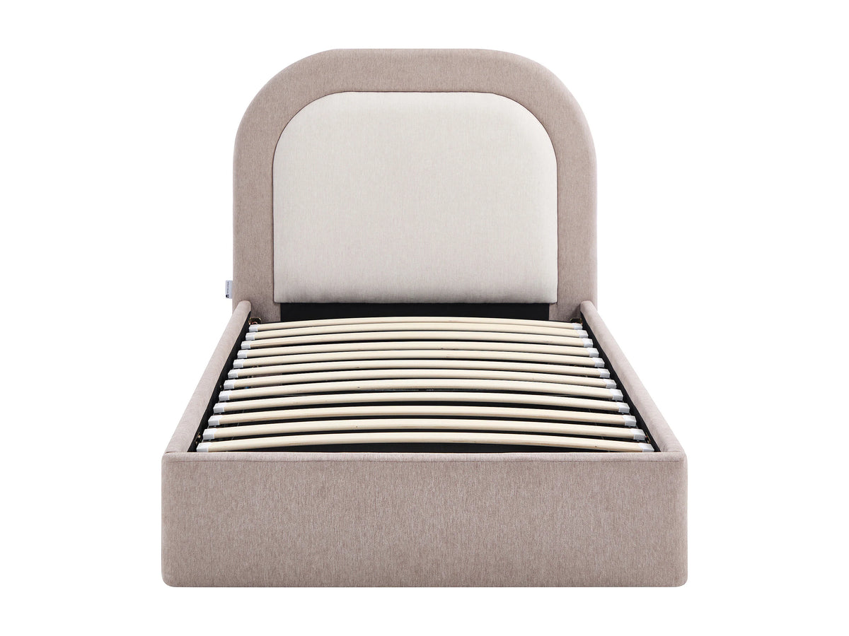 Lit Coffre 90x190 Tissu Beige - IDONO — vue 4