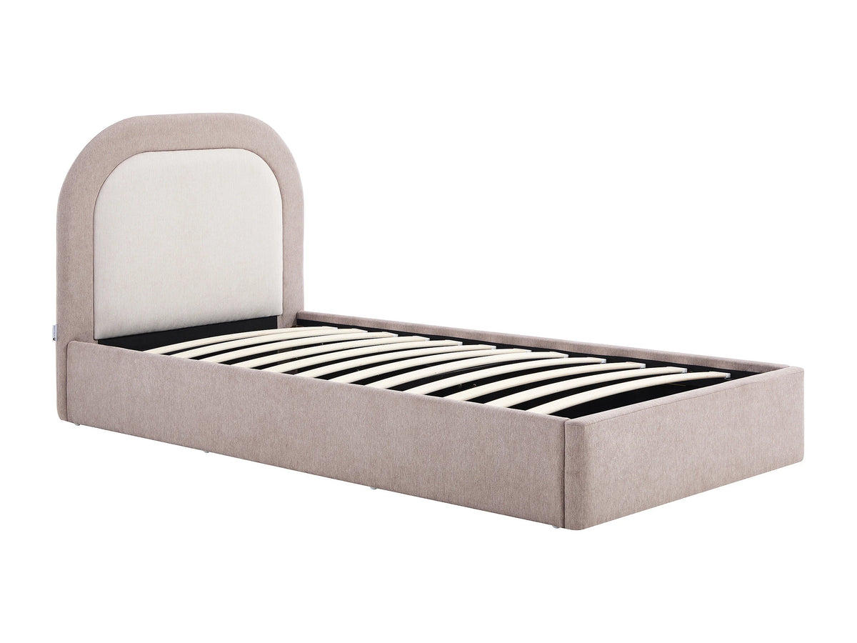 Lit Coffre 90x190 Tissu Beige - IDONO — vue 3
