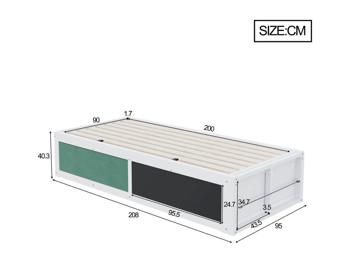 Lit Coffre 90x200 Bois Blanc — vue 9