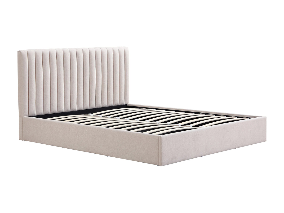 Lit Coffre 140x190 Tissu Beige - SARANELI — vue 4