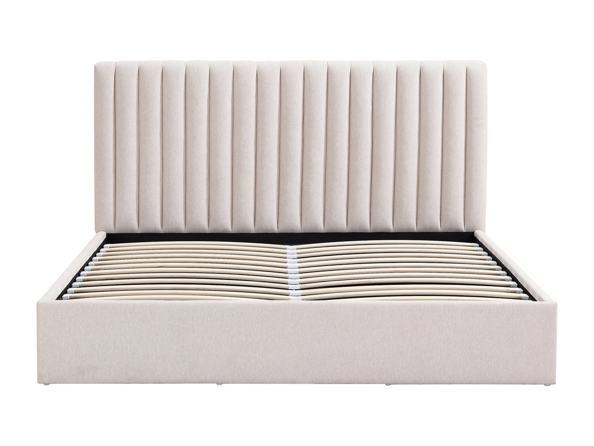Lit Coffre 140x190 Tissu Beige - SARANELI — vue 5