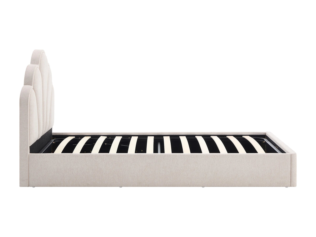 Lit Coffre 90x190 Tissu Beige - CORALUNO — vue 5