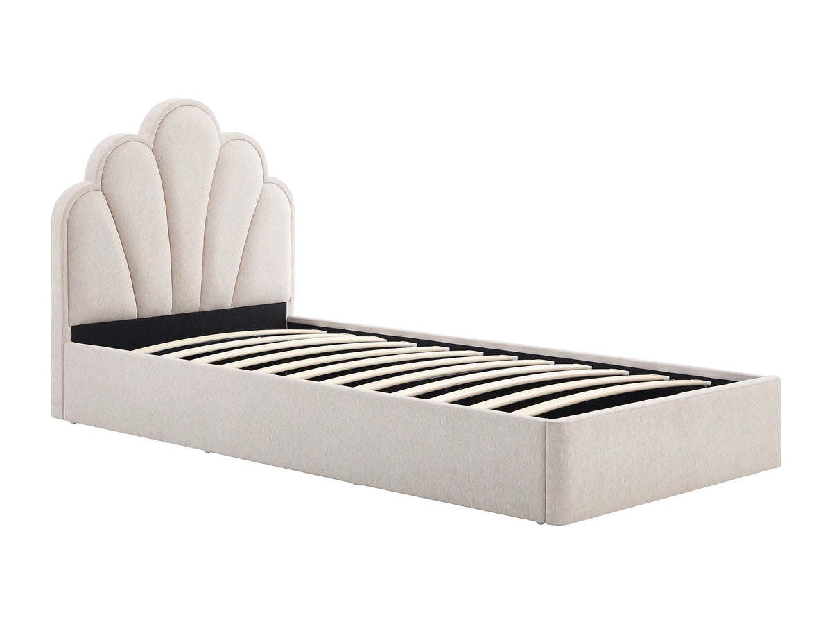 Lit Coffre 90x190 Tissu Beige - CORALUNO — vue 3