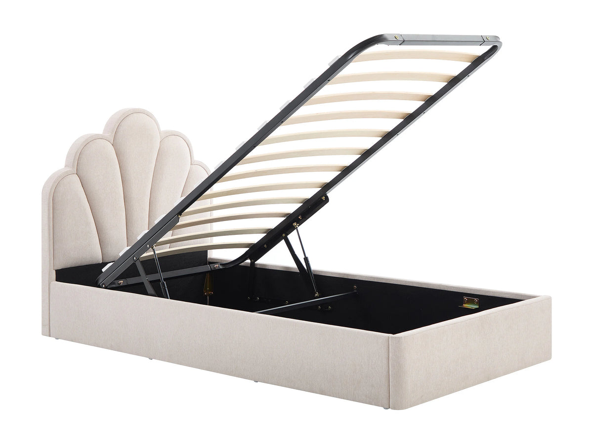 Lit Coffre 90x190 Tissu Beige - CORALUNO — vue 4