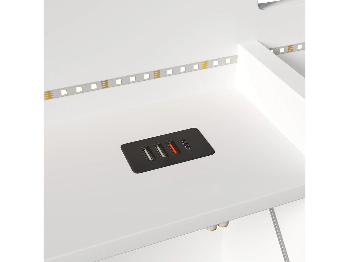 Lit Coffre 90x200 Bois Blanc avec LED et Port USB — vue 10