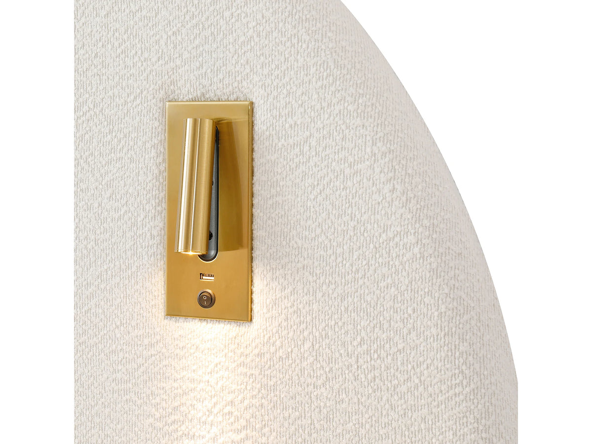 Lit Coffre 180x200 Tissu Bouclette Blanc avec Port USB — vue 7