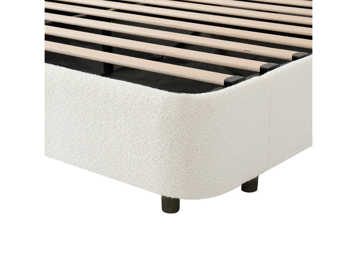 Lit Coffre 180x200 Tissu Bouclette Blanc avec Port USB — vue 8