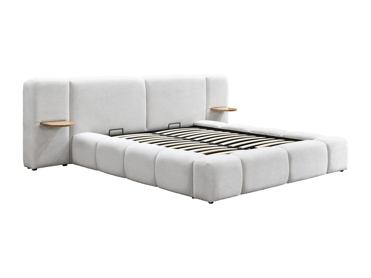 Lit Coffre 160x200 Tissu Bouclette Beige avec Chevets - VILACO — vue 4