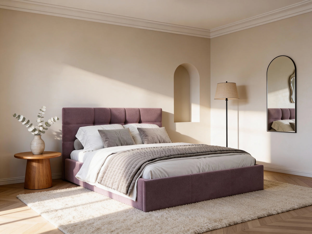 Lit Coffre 180x200 Bois Bordeaux - ELIAVA