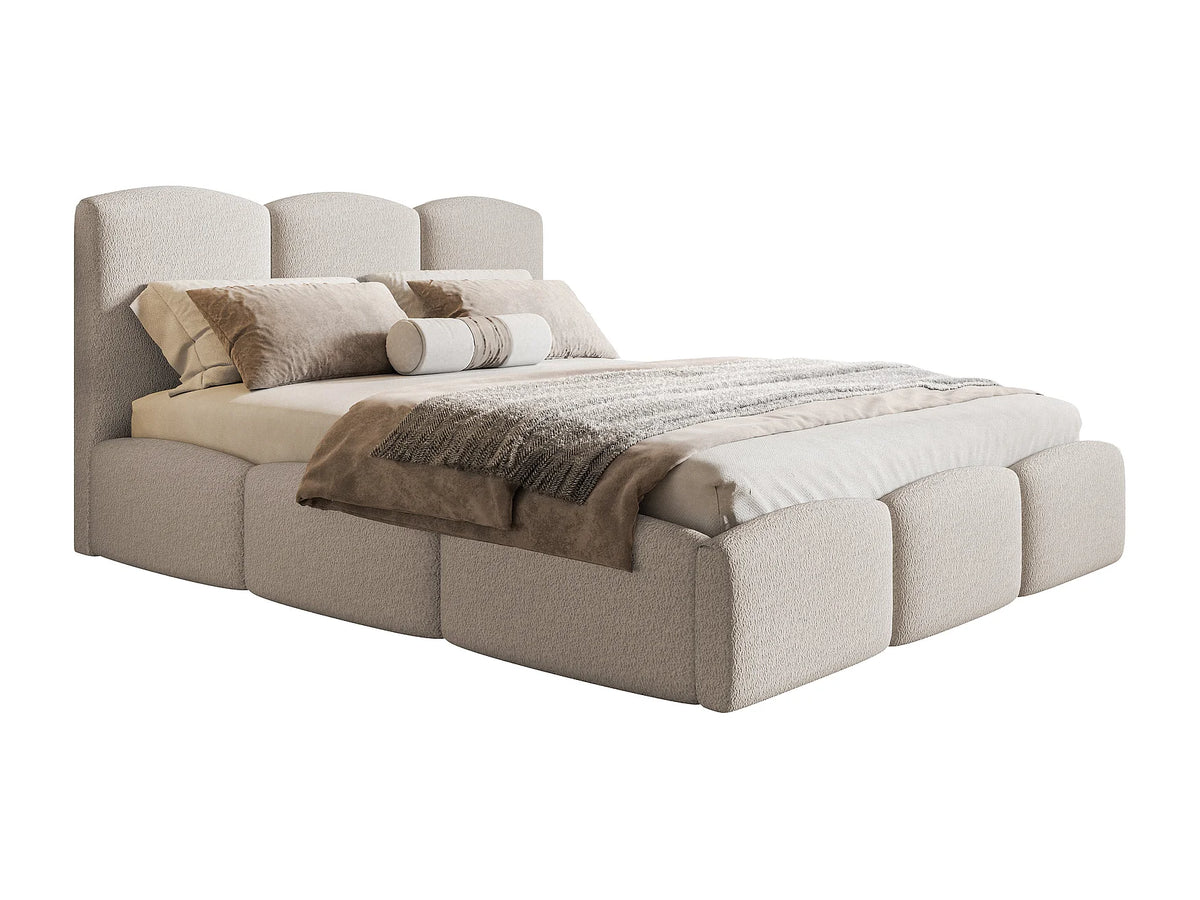 Lit Coffre 200x200 Tissu Bouclette Beige — vue 4