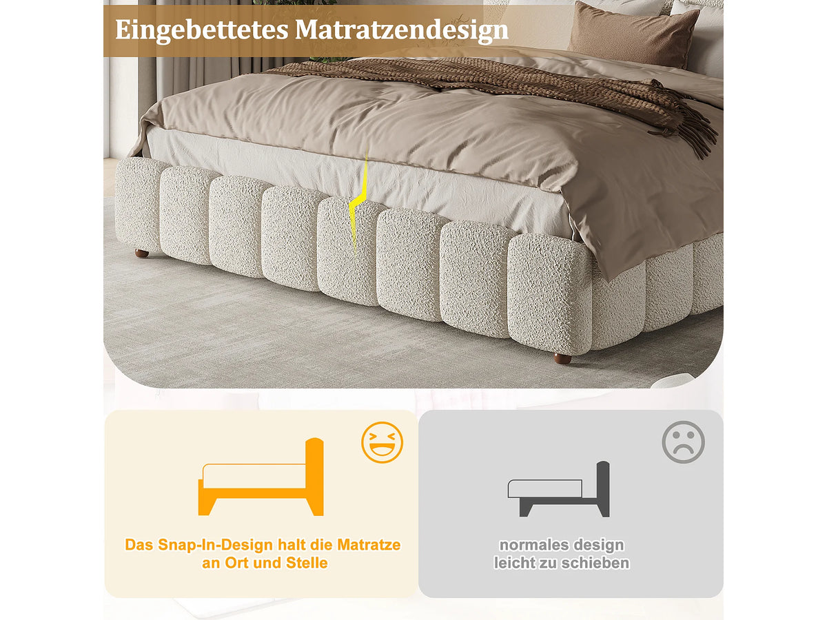 Lit Coffre 180x200 Tissu Bouclette Blanc — vue 6