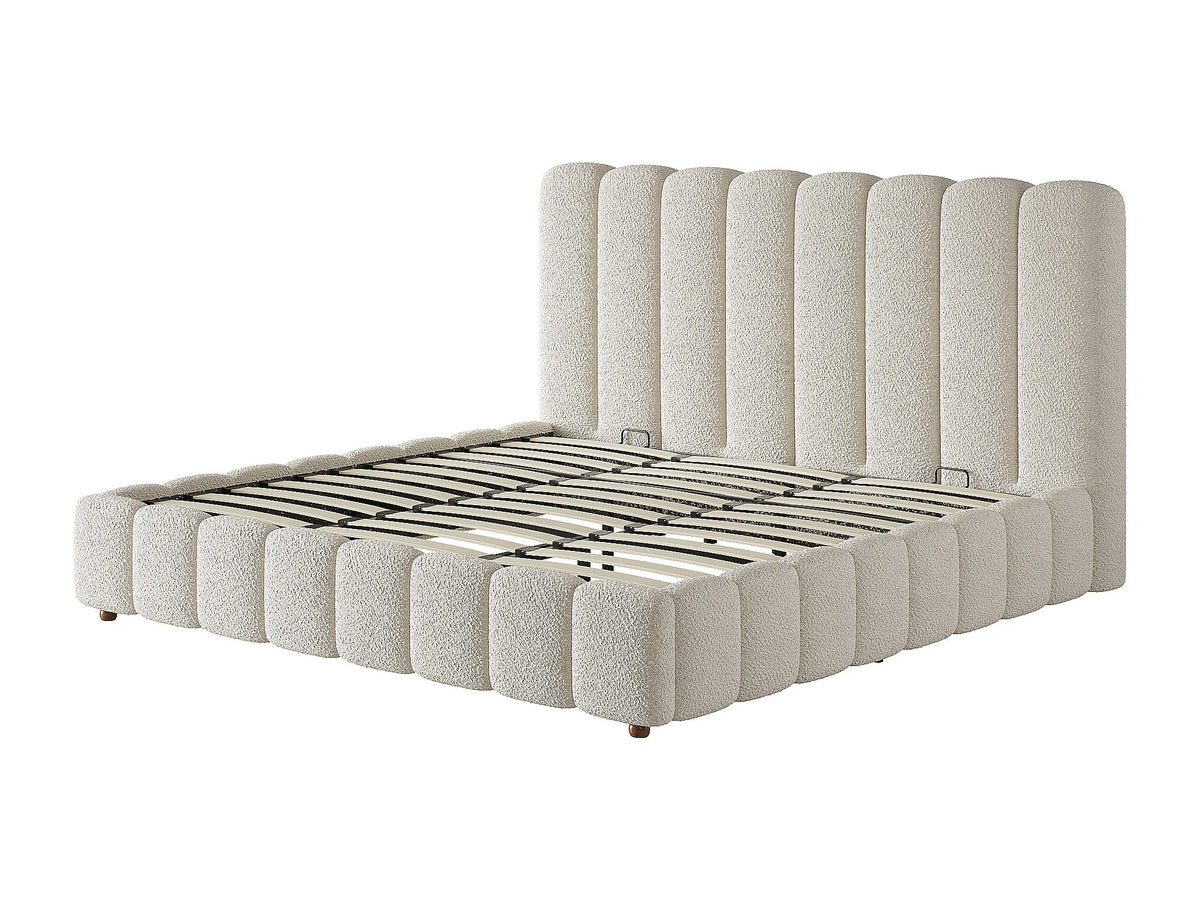 Lit Coffre 180x200 Tissu Bouclette Blanc — vue 10