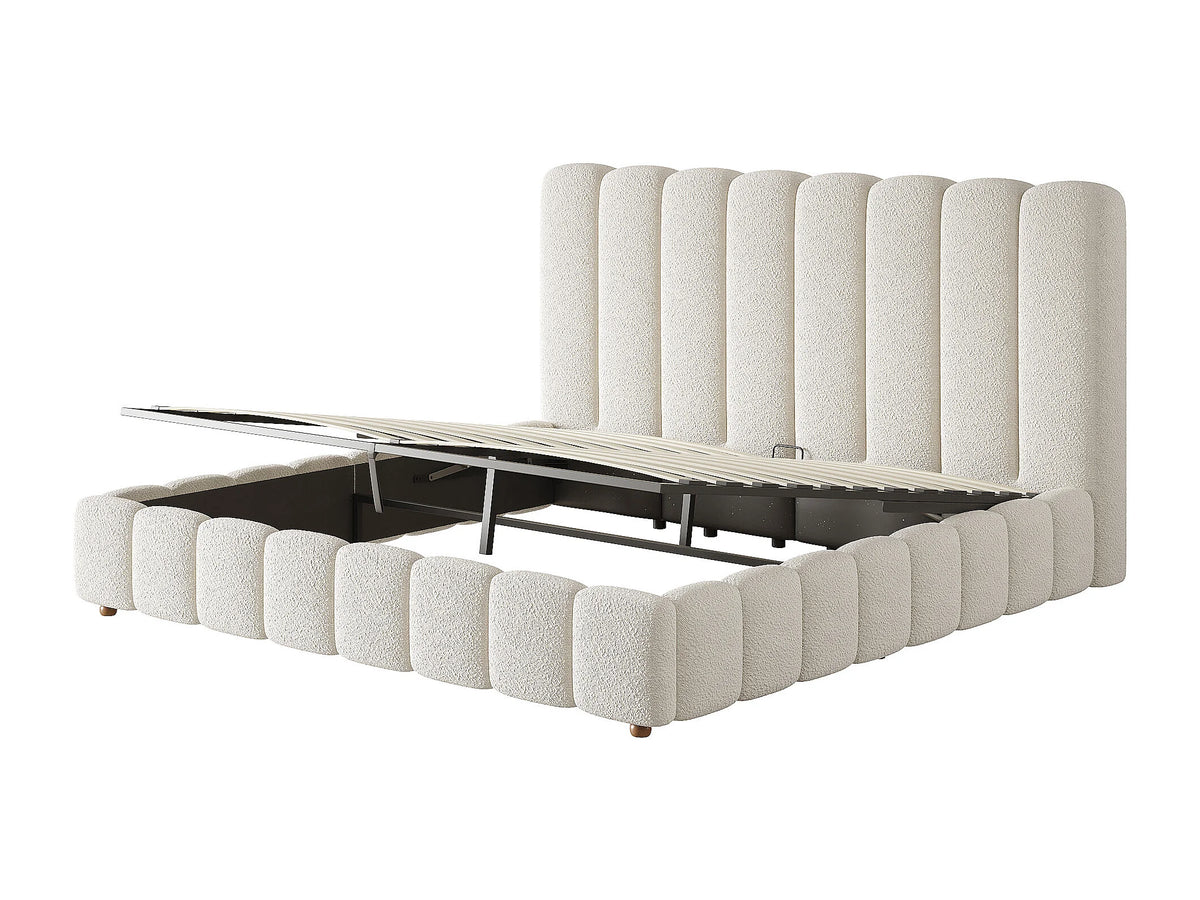 Lit Coffre 160x200 Tissu Bouclette Blanc — vue 8