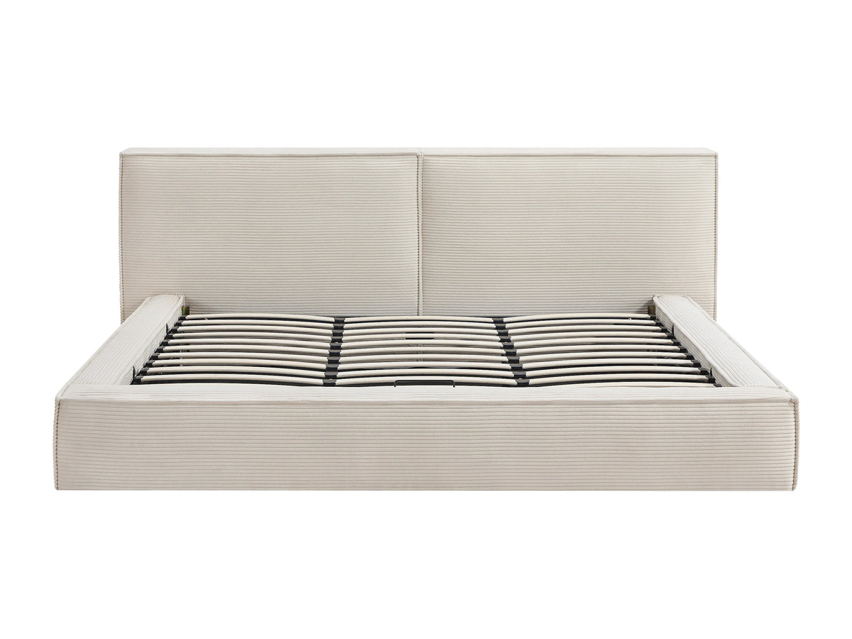 Lit Coffre 180x200 Velours Côtelé Beige - TAVESO — vue 4