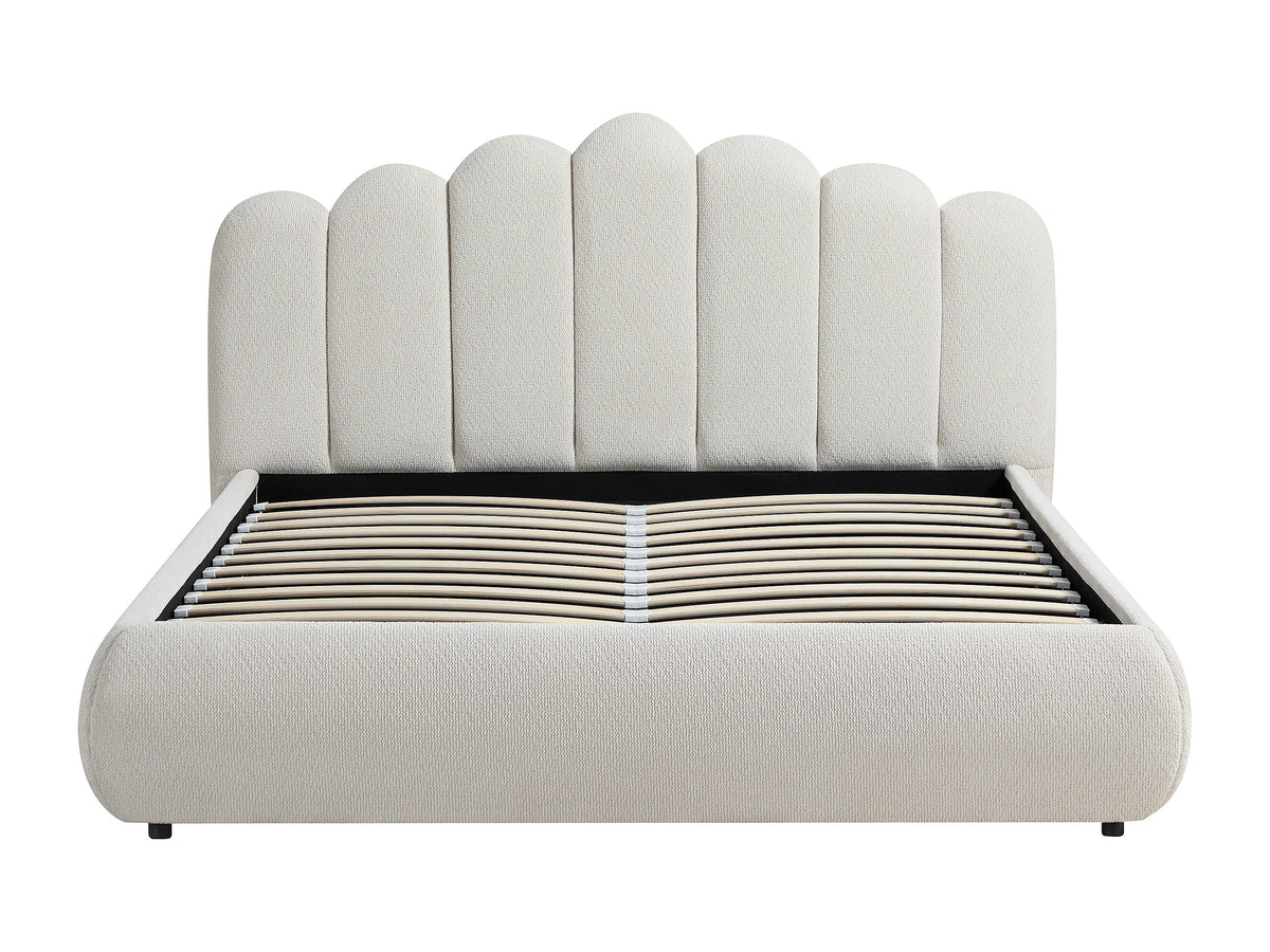 Lit Coffre 140x190 Tissu Beige - SILVATORA — vue 4