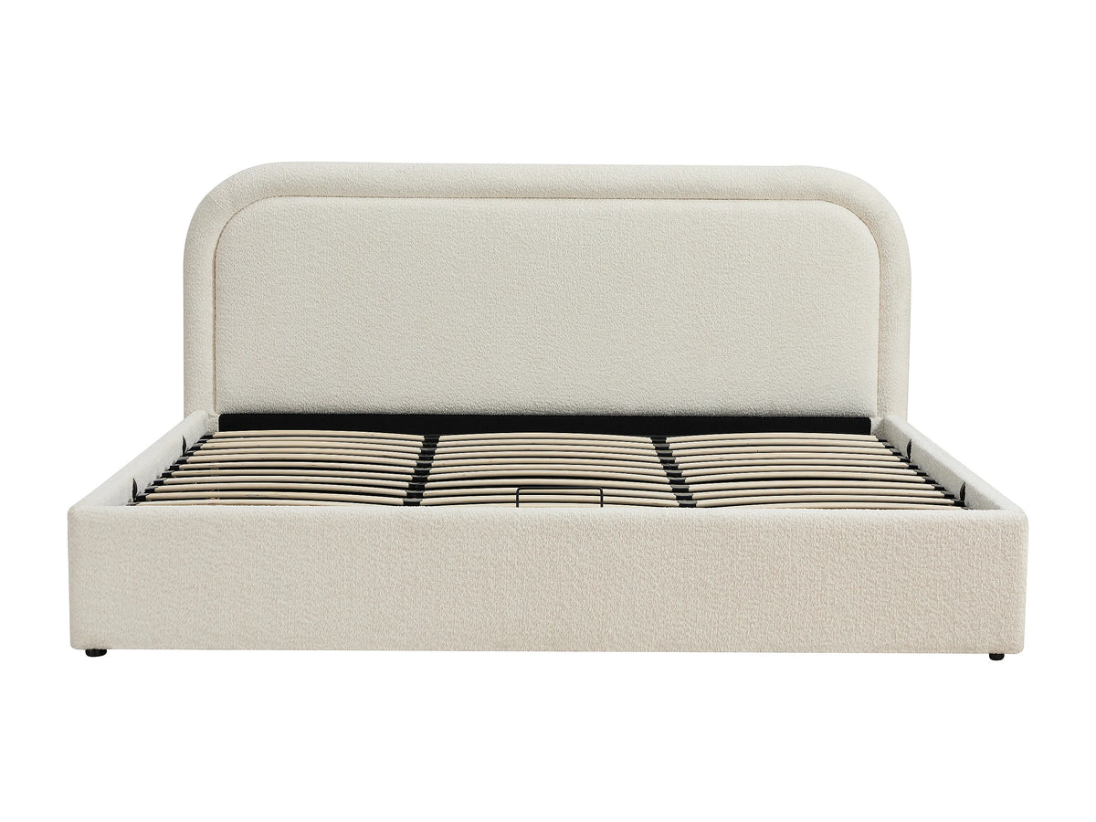 Lit Coffre 180x200 Tissu Bouclette Beige - FIDOZIA — vue 5